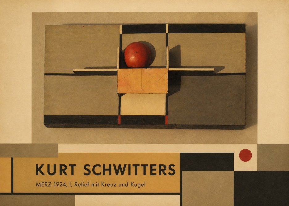 Kurt Schwitters Merz 1924, I, Relief Mit Kreuz Und Kugel No3 - Poszter