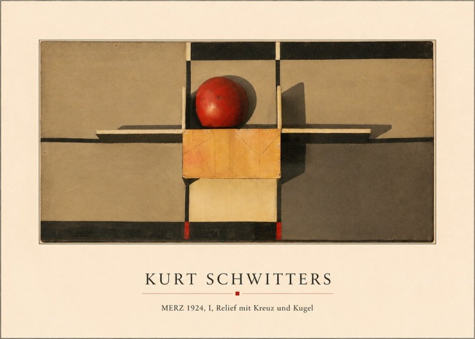 Kurt Schwitters Merz 1924, I, Relief Mit Kreuz Und Kugel No4 - Poszter
