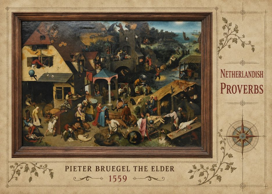 Pieter Bruegel Netherlandish Proverbs XI No3 - Poszter