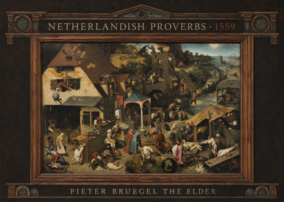 Pieter Bruegel Netherlandish Proverbs XI No4 - Poszter