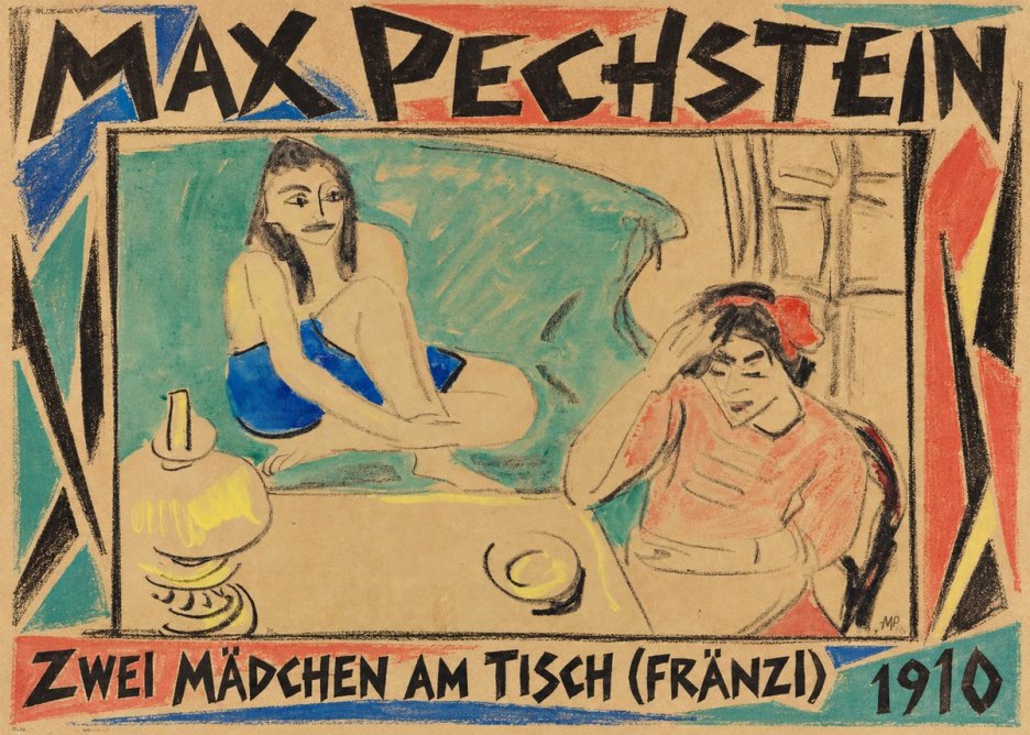 Max Pechstein Zwei Mädchen Am Tisch (Fränzi) No1 - Poszter