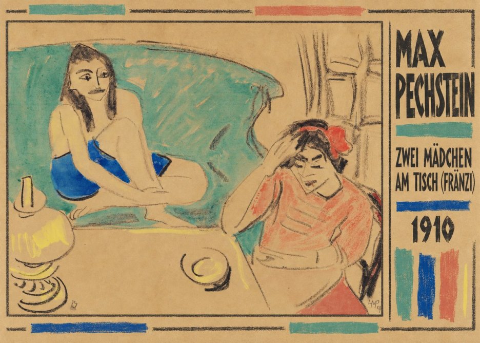 Max Pechstein Zwei Mädchen Am Tisch (Fränzi) No2 - Poszter
