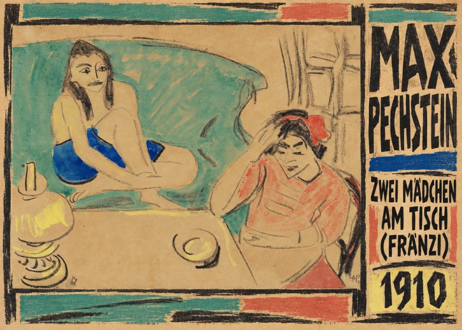 Max Pechstein Zwei Mädchen Am Tisch (Fränzi) No5 - Poszter