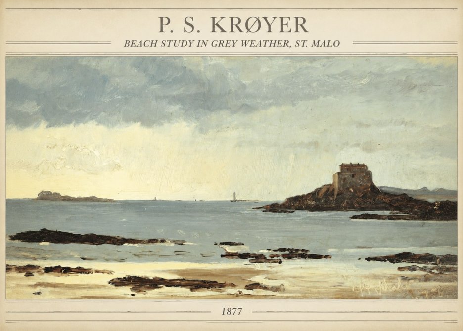 P.S. Krøyer Beach Study in Grey Weather, St. Malo No3 - Poszter
