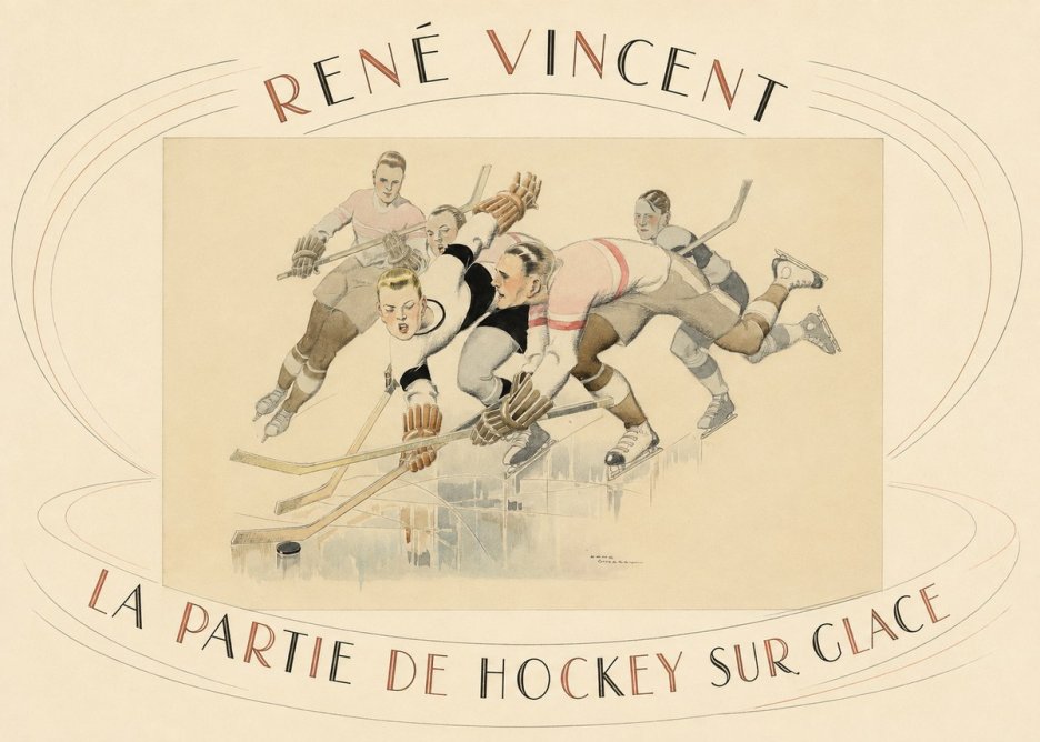 René Vincent La Partie De Hockey Sur Glace No4 - Poszter