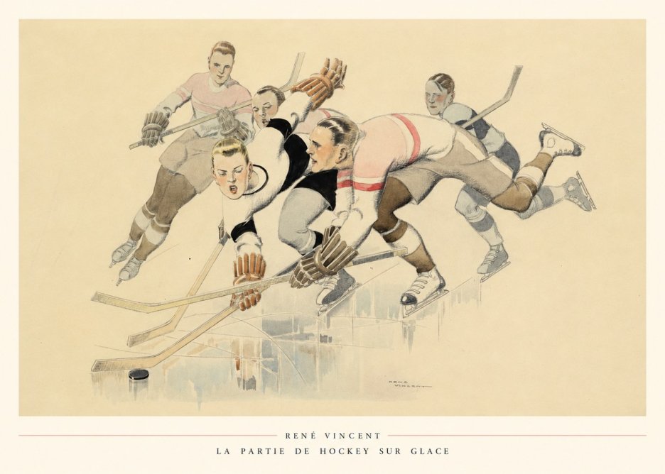 René Vincent La Partie De Hockey Sur Glace No6 - Poszter
