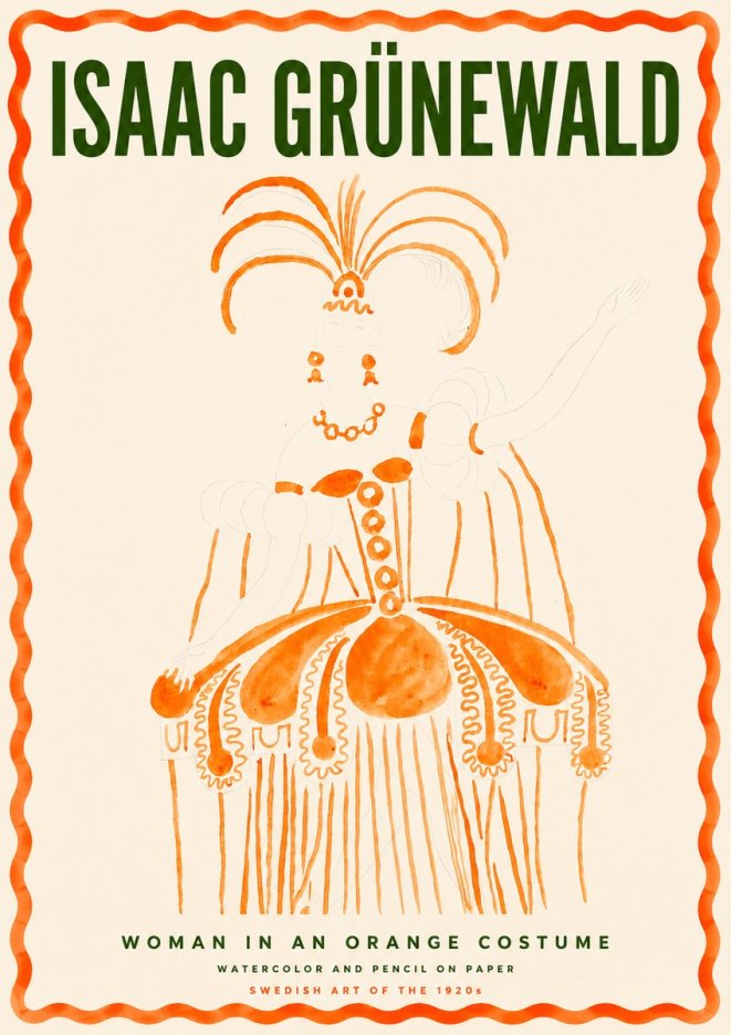 Isaac Grünewald Woman in an Orange Costume No3 - Poszter