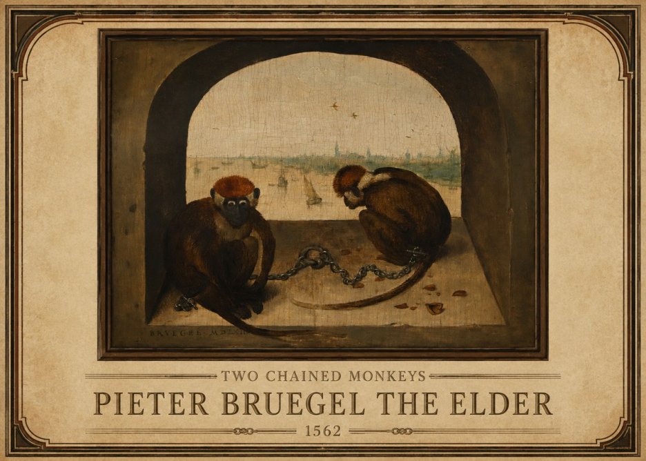 Pieter Bruegel Two Chained Monkeys I No1 - Poszter