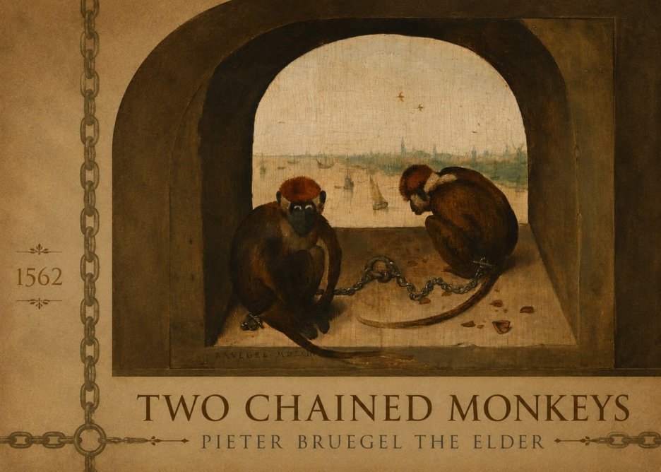 Pieter Bruegel Two Chained Monkeys I No2 - Poszter