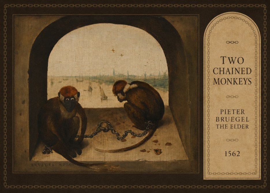 Pieter Bruegel Two Chained Monkeys I No3 - Poszter