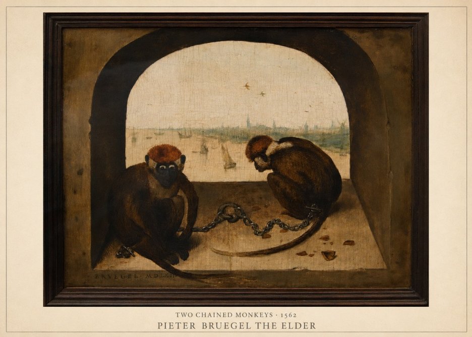 Pieter Bruegel Two Chained Monkeys I No4 - Poszter