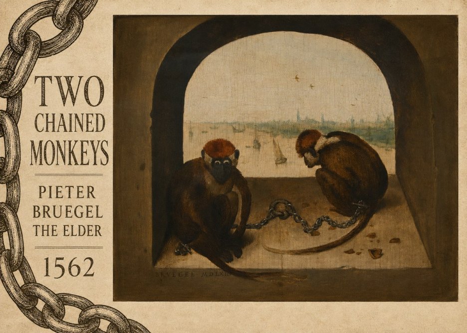 Pieter Bruegel Two Chained Monkeys I No6 - Poszter
