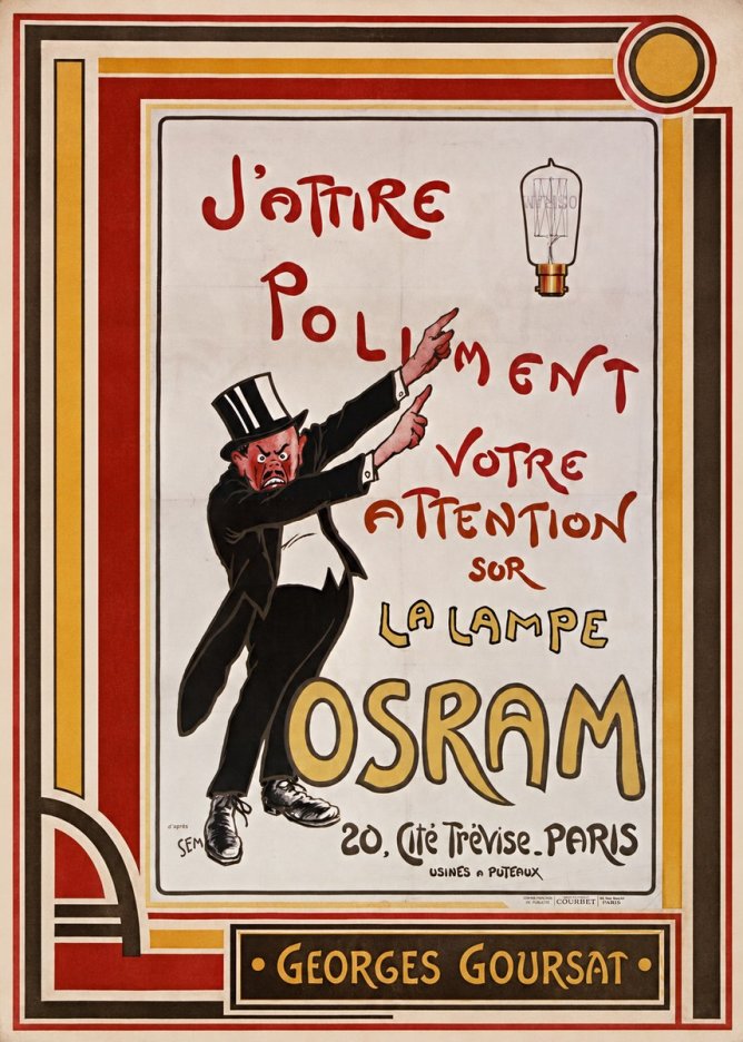 Georges Goursat J'attire Poliment Votre Attention Sur La Lampe Osram No3 - Poszter