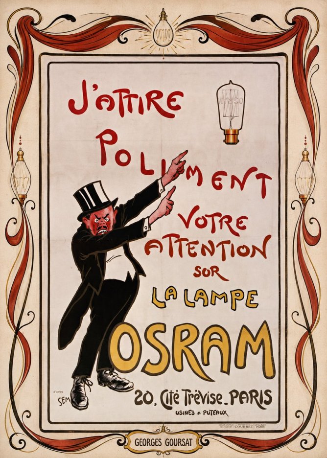 Georges Goursat J'attire Poliment Votre Attention Sur La Lampe Osram No4 - Poszter