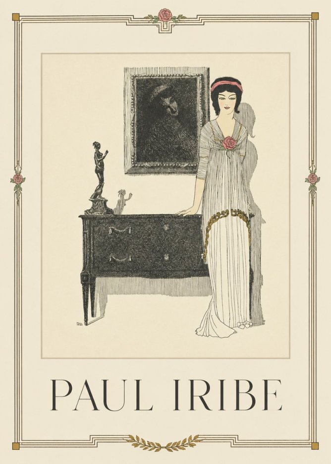 Paul Iribe Elegant Figure in Art Deco Interior No1 - Poszter