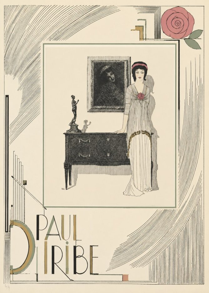 Paul Iribe Elegant Figure in Art Deco Interior No6 - Poszter
