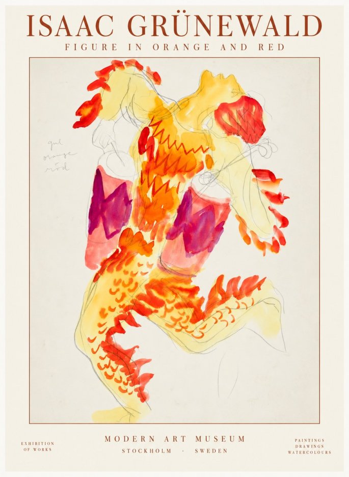 Isaac Grünewald Figure in Orange and Red No2 - Poszter