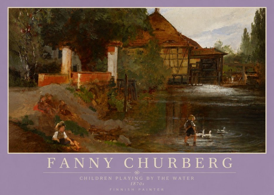 Fanny Churberg Children Playing by the Water No3 - Poszter