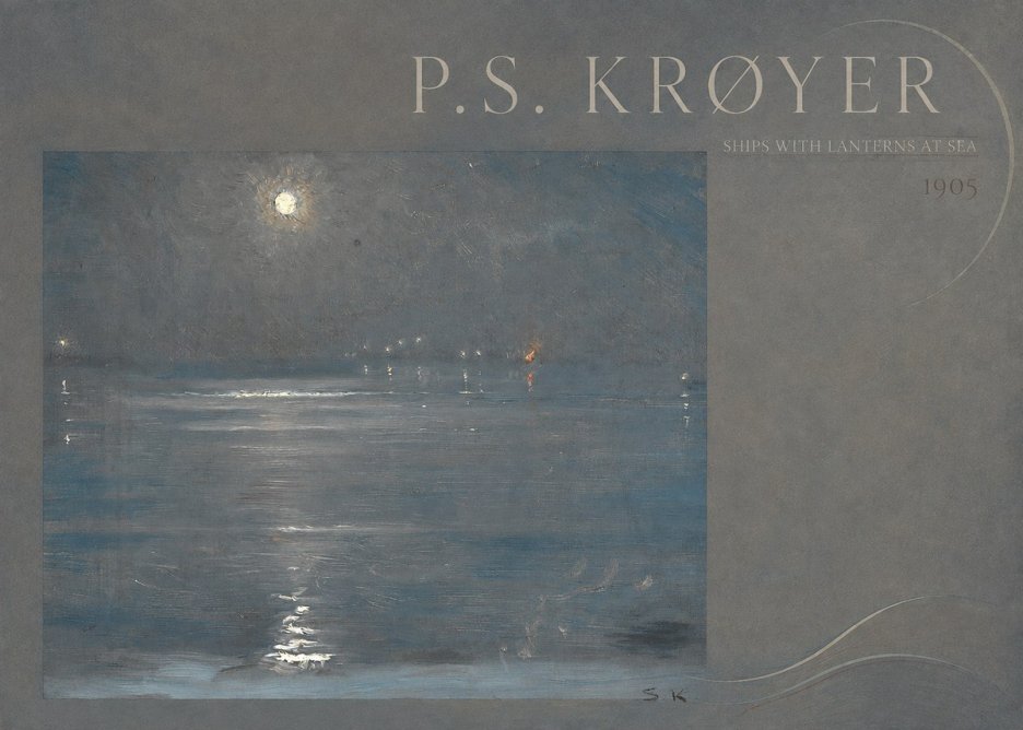 P.S. Krøyer Ships with Lanterns at Sea No4 - Poszter