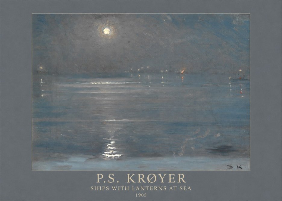 P.S. Krøyer Ships with Lanterns at Sea No5 - Poszter