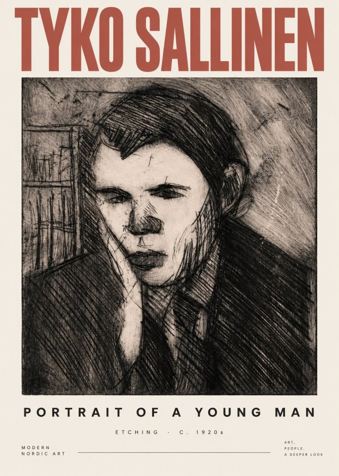 Tyko Sallinen Portrait of a Young Man No3 - Poszter
