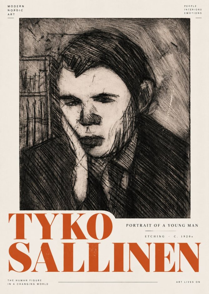 Tyko Sallinen Portrait of a Young Man No5 - Poszter