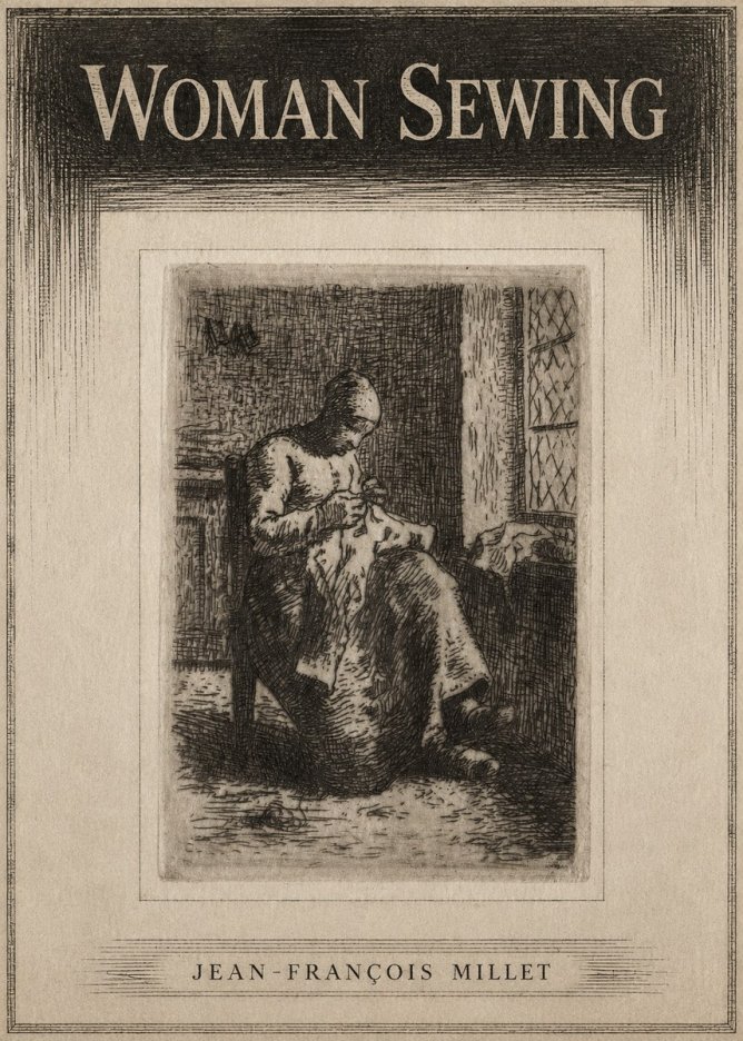 Jean-François Millet Woman Sewing No3 - Poszter