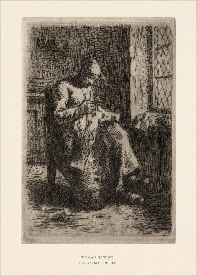 Jean-François Millet Woman Sewing No5 - Poszter