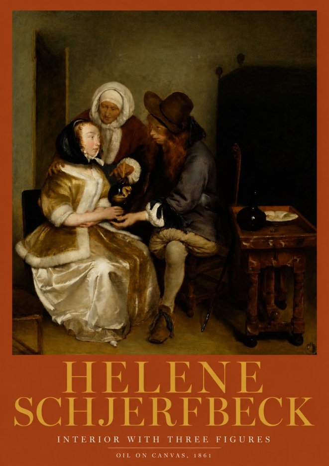Helene Schjerfbeck Interior with Three Figures No2 - Poszter