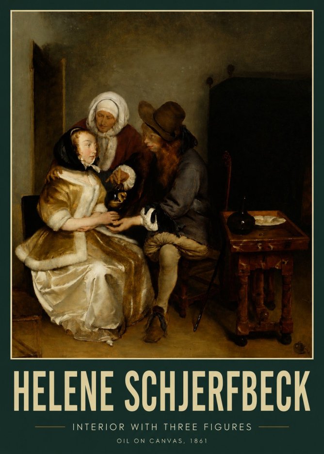 Helene Schjerfbeck Interior with Three Figures No3 - Poszter