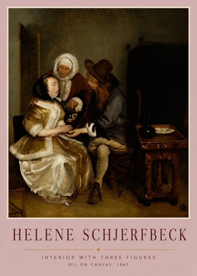 Helene Schjerfbeck Interior with Three Figures No4 - Poszter