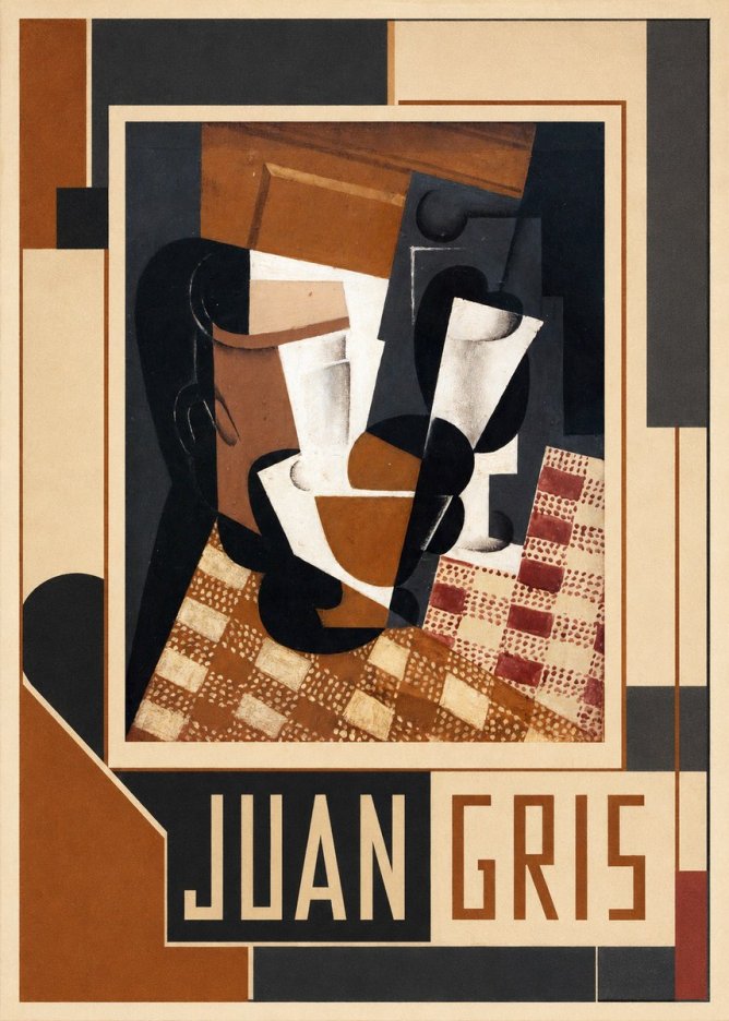 Juan Gris Cubist Still Life with Glass and Tablecloth No1 - Poszter