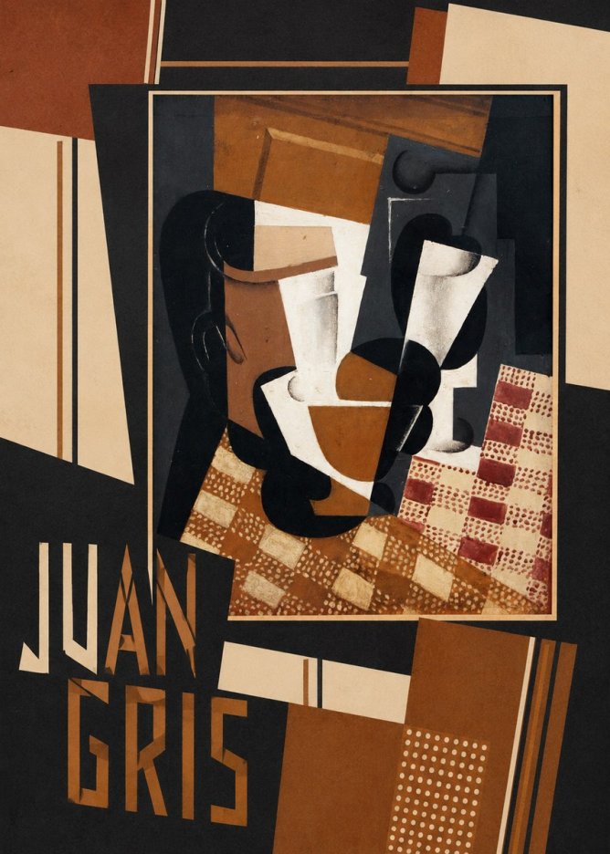 Juan Gris Cubist Still Life with Glass and Tablecloth No2 - Poszter