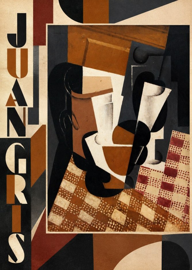 Juan Gris Cubist Still Life with Glass and Tablecloth No3 - Poszter