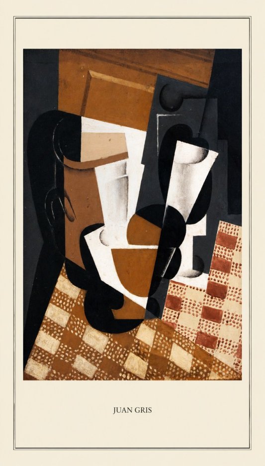 Juan Gris Cubist Still Life with Glass and Tablecloth No4 - Poszter