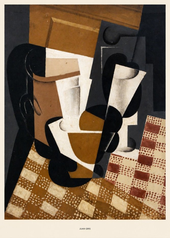 Juan Gris Cubist Still Life with Glass and Tablecloth No5 - Poszter