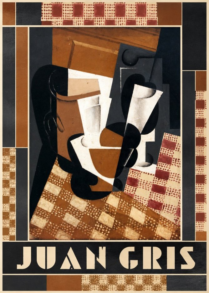Juan Gris Cubist Still Life with Glass and Tablecloth No6 - Poszter