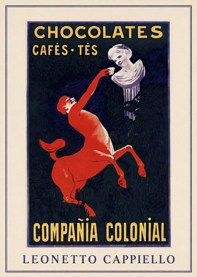 Leonetto Cappiello Chocolates, Cafés, Tés - Compañía Colonial No3 - Poszter