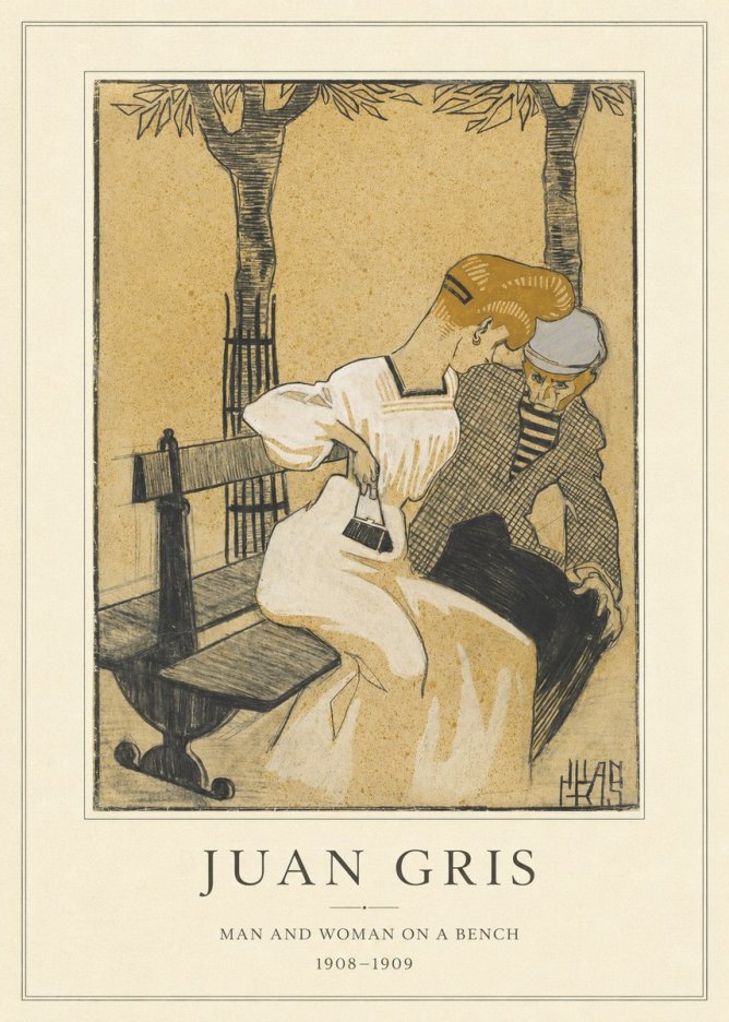 Juan Gris Man and Woman on a Bench No4 - Poszter