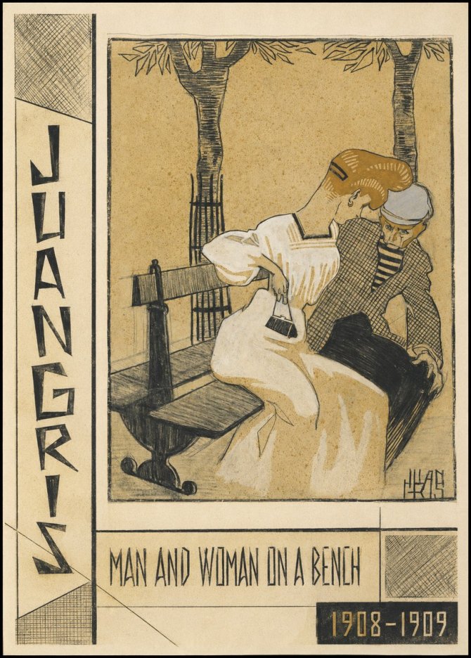 Juan Gris Man and Woman on a Bench No5 - Poszter