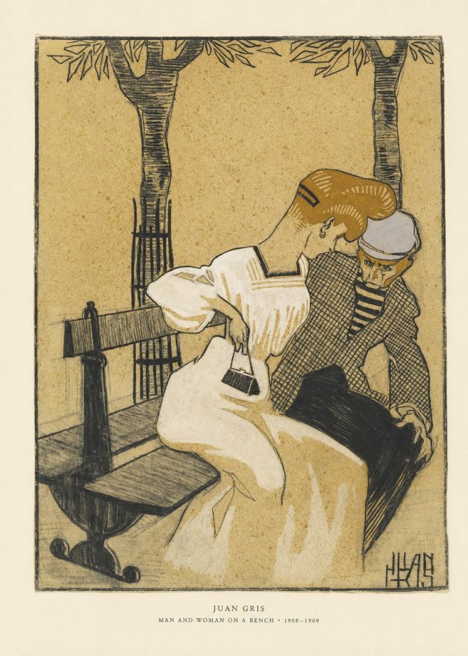 Juan Gris Man and Woman on a Bench No6 - Poszter