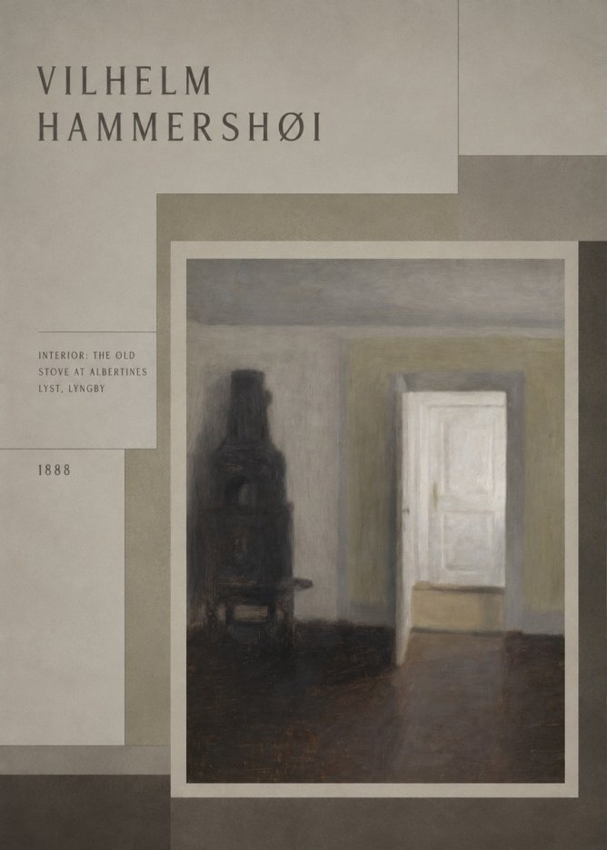 Vilhelm Hammershøi Interior: the Old Stove at Albertines Lyst, Lyngby No3 - Poszter