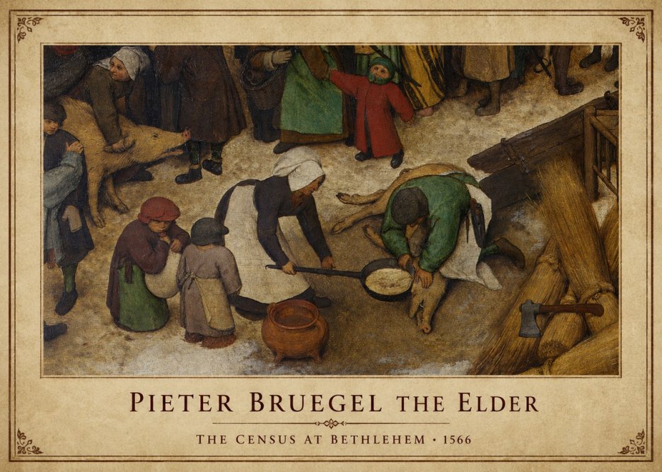 Pieter Bruegel The Census at Bethlehem VI No1 - Poszter