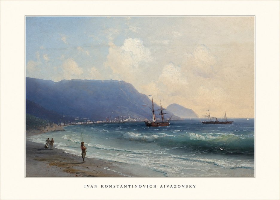 Ivan Konstantinovich Aivazovsky A Coastal View with Fishing Figures No5 - Poszter