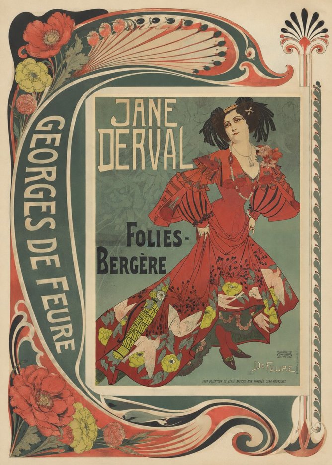 Georges de Feure Jane Derval - Folies-bergère III No2 - Poszter