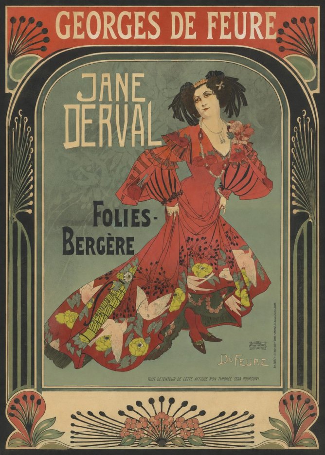 Georges de Feure Jane Derval - Folies-bergère III No4 - Poszter