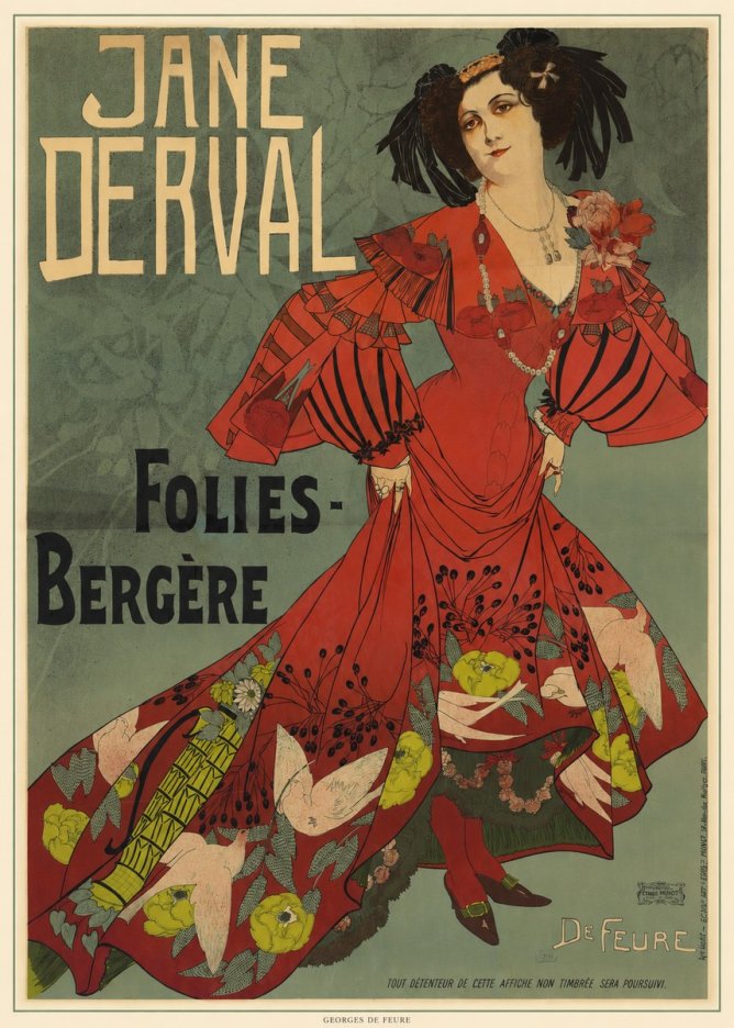 Georges de Feure Jane Derval - Folies-bergère III No5 - Poszter