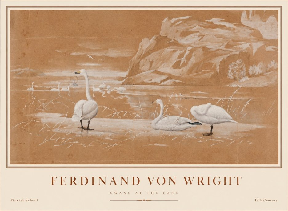 Ferdinand von Wright Swans at the Lake No1 - Poszter
