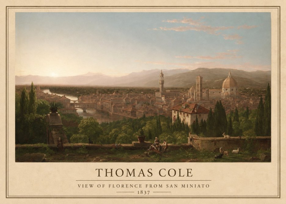 Thomas Cole View of Florence from San Miniato No1 - Poszter