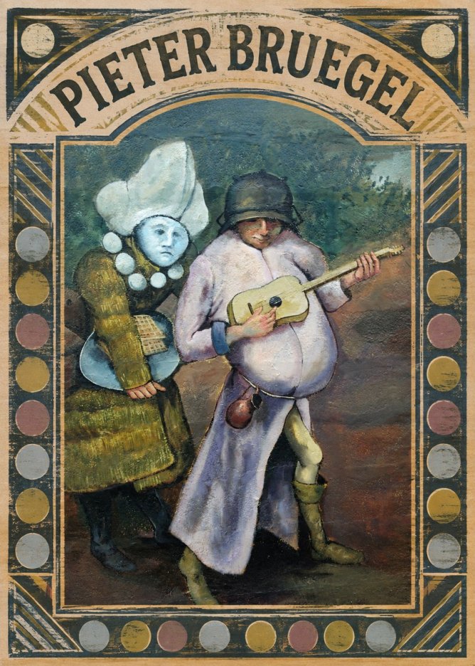 Pieter Bruegel Two Figures with a Lute No4 - Poszter